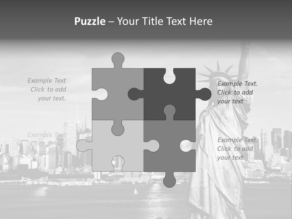 A Statue Of Liberty In Front Of A City Skyline PowerPoint Template