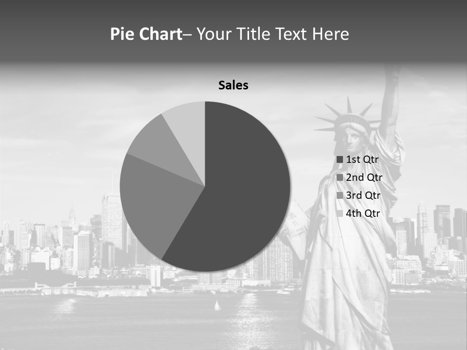 A Statue Of Liberty In Front Of A City Skyline PowerPoint Template