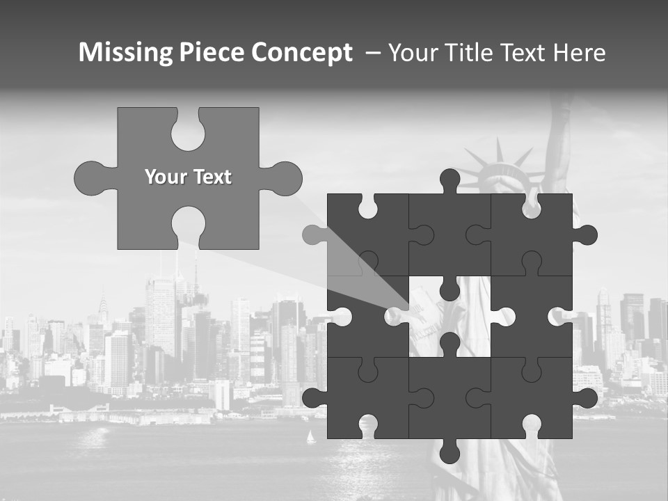 A Statue Of Liberty In Front Of A City Skyline PowerPoint Template
