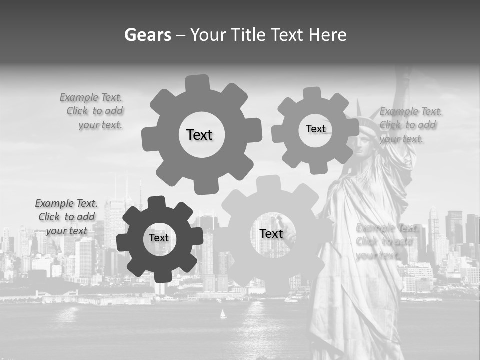 A Statue Of Liberty In Front Of A City Skyline PowerPoint Template