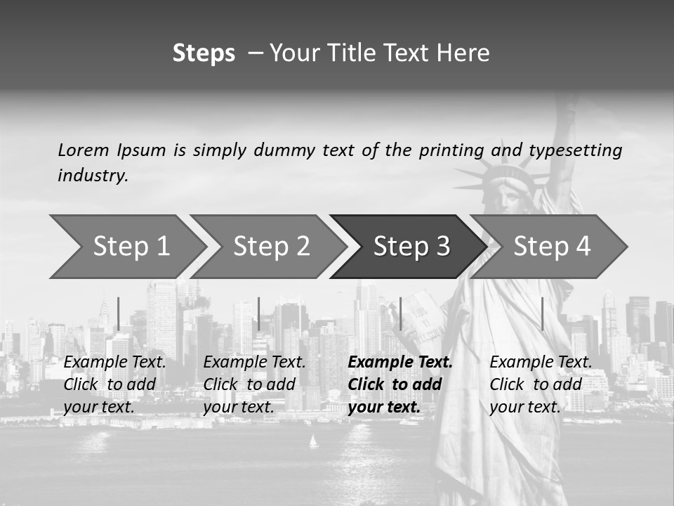 A Statue Of Liberty In Front Of A City Skyline PowerPoint Template