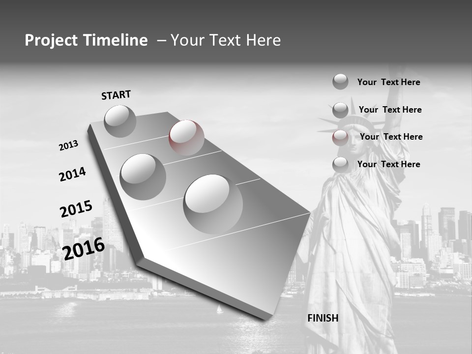 A Statue Of Liberty In Front Of A City Skyline PowerPoint Template