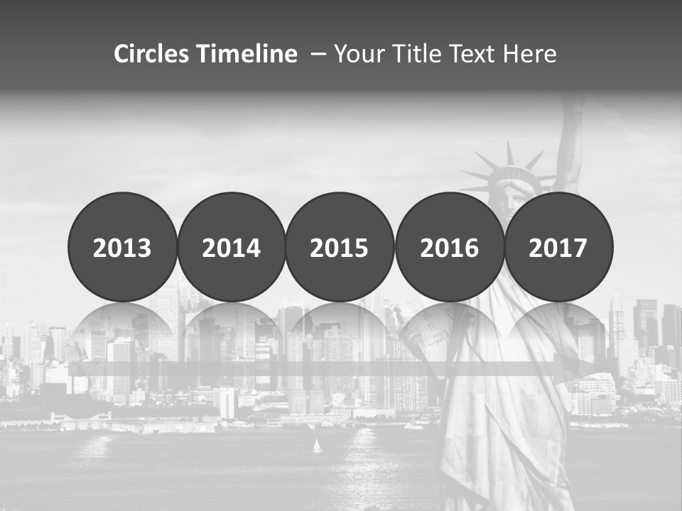 A Statue Of Liberty In Front Of A City Skyline PowerPoint Template