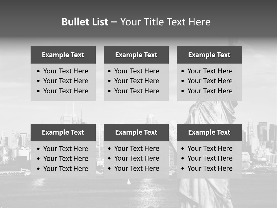 A Statue Of Liberty In Front Of A City Skyline PowerPoint Template