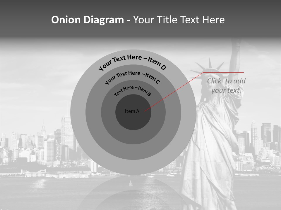 A Statue Of Liberty In Front Of A City Skyline PowerPoint Template