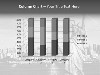 A Statue Of Liberty In Front Of A City Skyline PowerPoint Template