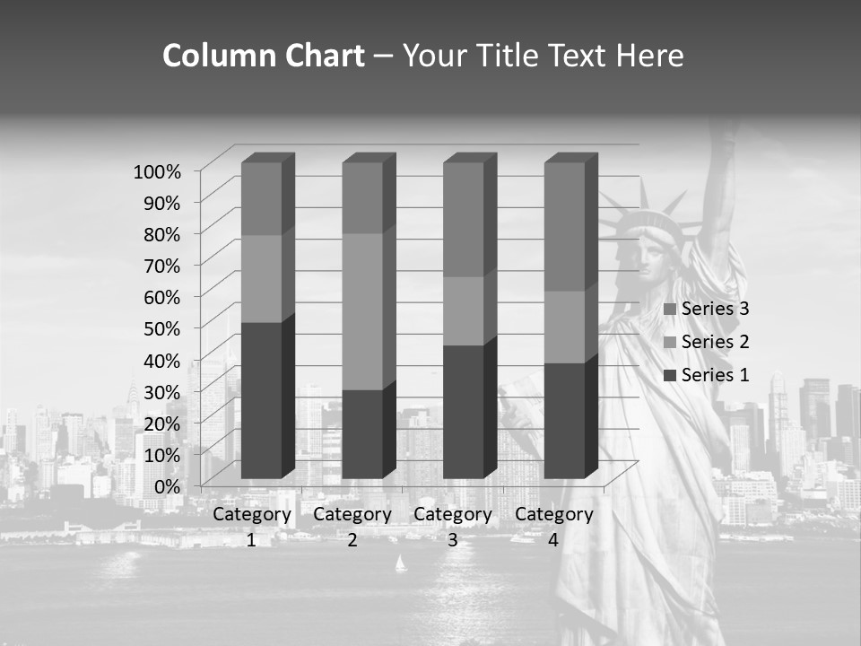 A Statue Of Liberty In Front Of A City Skyline PowerPoint Template
