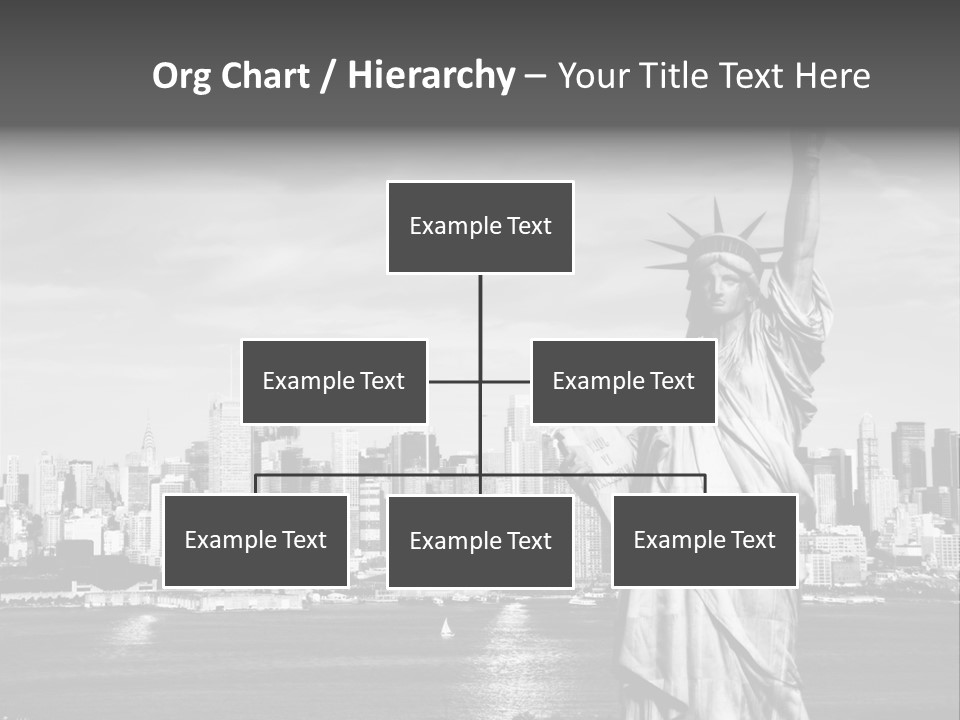 A Statue Of Liberty In Front Of A City Skyline PowerPoint Template