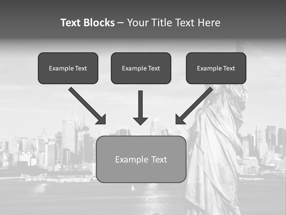 A Statue Of Liberty In Front Of A City Skyline PowerPoint Template