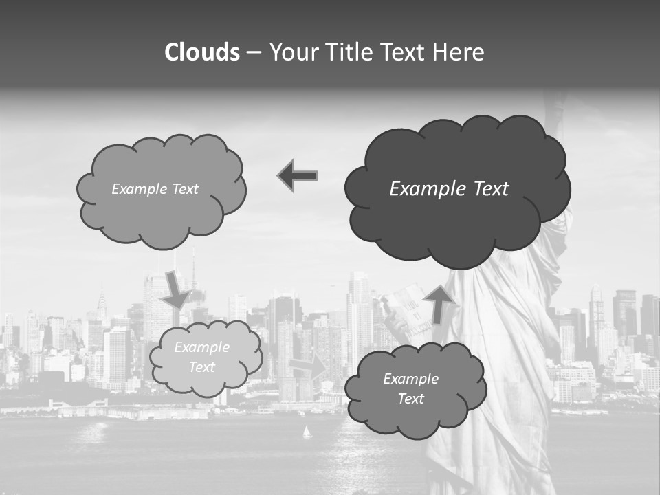 A Statue Of Liberty In Front Of A City Skyline PowerPoint Template