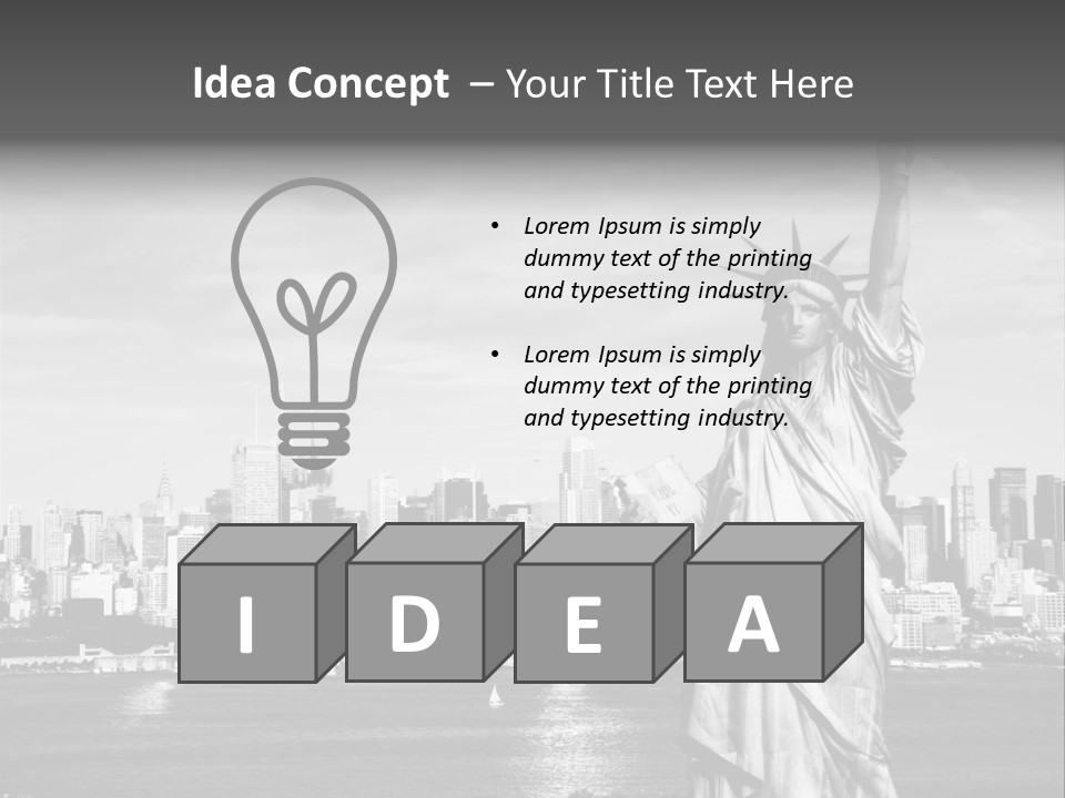 A Statue Of Liberty In Front Of A City Skyline PowerPoint Template