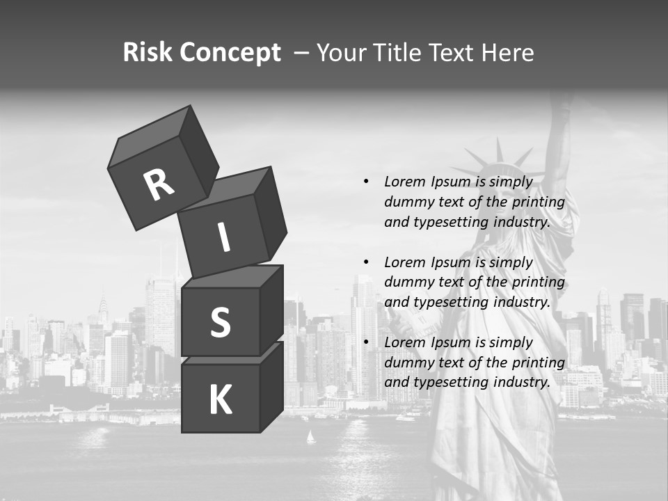 A Statue Of Liberty In Front Of A City Skyline PowerPoint Template