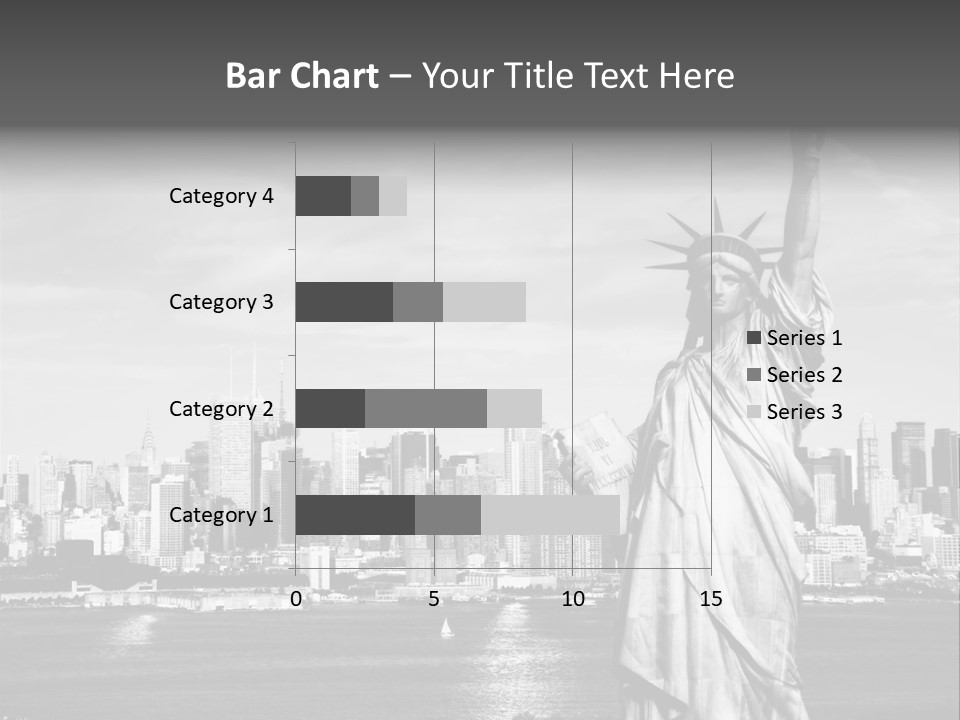 A Statue Of Liberty In Front Of A City Skyline PowerPoint Template