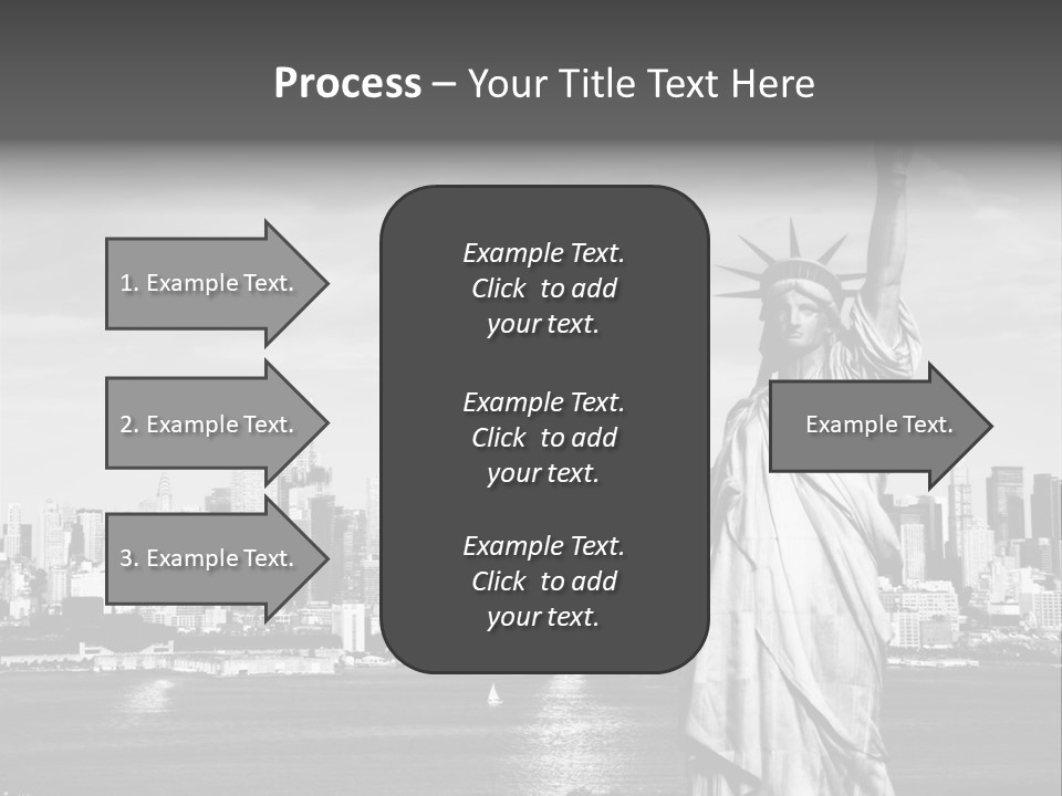 A Statue Of Liberty In Front Of A City Skyline PowerPoint Template