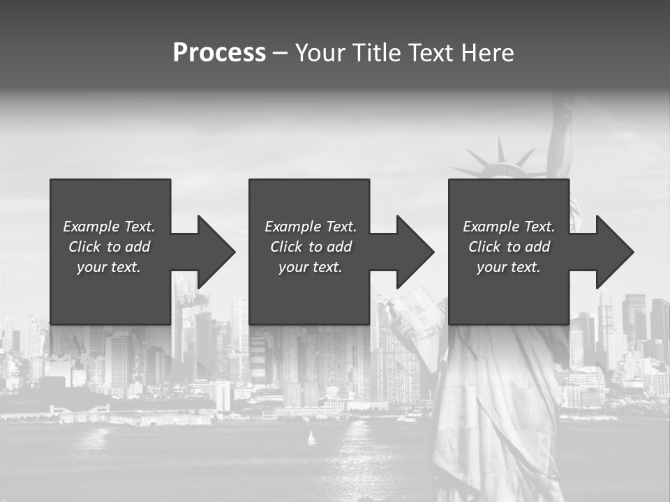 A Statue Of Liberty In Front Of A City Skyline PowerPoint Template