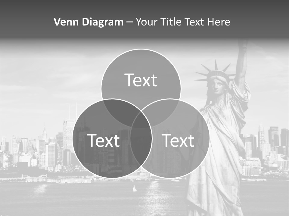 A Statue Of Liberty In Front Of A City Skyline PowerPoint Template