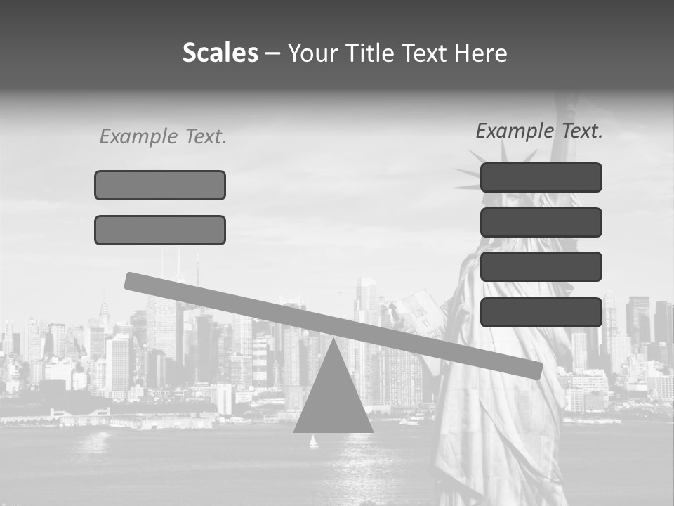 A Statue Of Liberty In Front Of A City Skyline PowerPoint Template