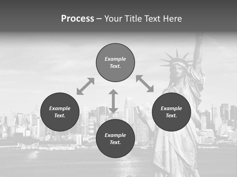 A Statue Of Liberty In Front Of A City Skyline PowerPoint Template