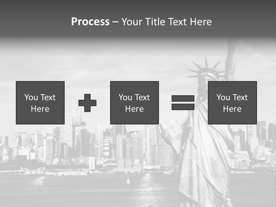 A Statue Of Liberty In Front Of A City Skyline PowerPoint Template