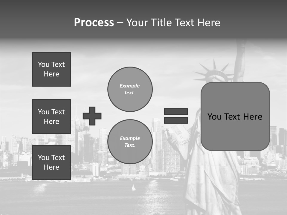 A Statue Of Liberty In Front Of A City Skyline PowerPoint Template
