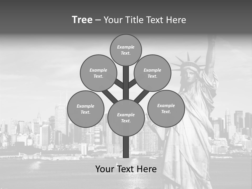 A Statue Of Liberty In Front Of A City Skyline PowerPoint Template