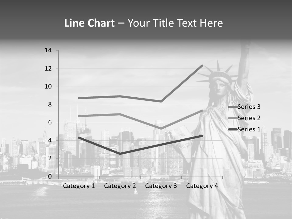 A Statue Of Liberty In Front Of A City Skyline PowerPoint Template
