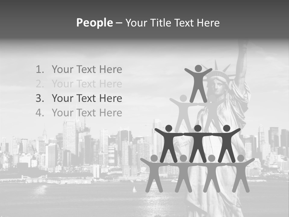A Statue Of Liberty In Front Of A City Skyline PowerPoint Template