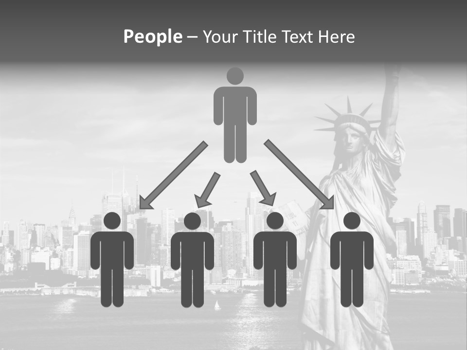 A Statue Of Liberty In Front Of A City Skyline PowerPoint Template