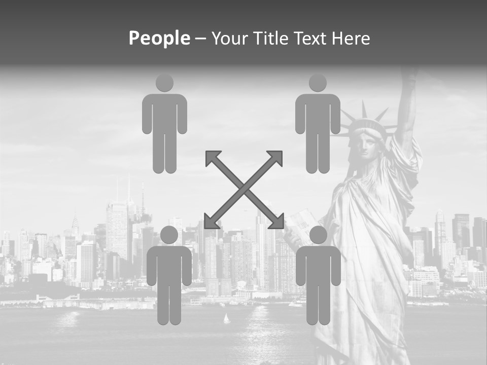 A Statue Of Liberty In Front Of A City Skyline PowerPoint Template