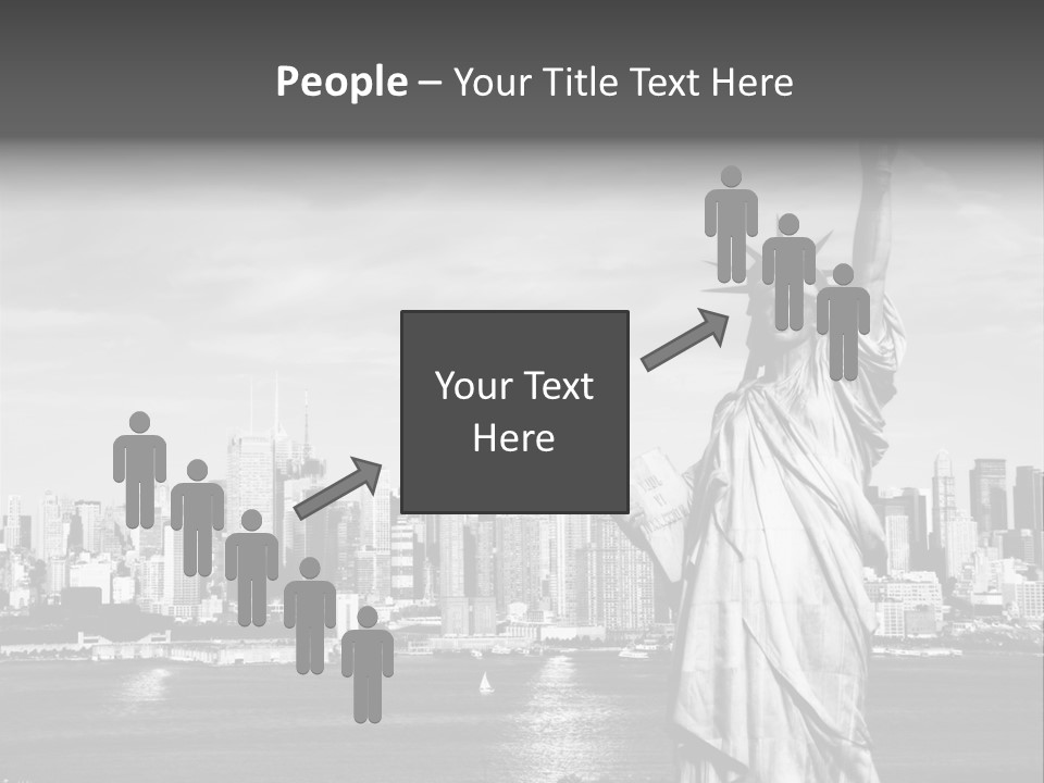 A Statue Of Liberty In Front Of A City Skyline PowerPoint Template