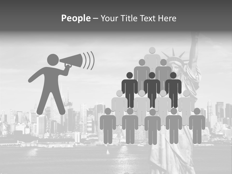 A Statue Of Liberty In Front Of A City Skyline PowerPoint Template