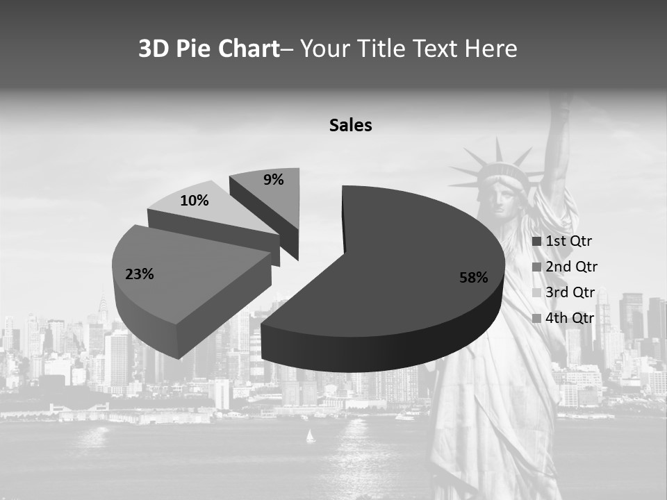 A Statue Of Liberty In Front Of A City Skyline PowerPoint Template