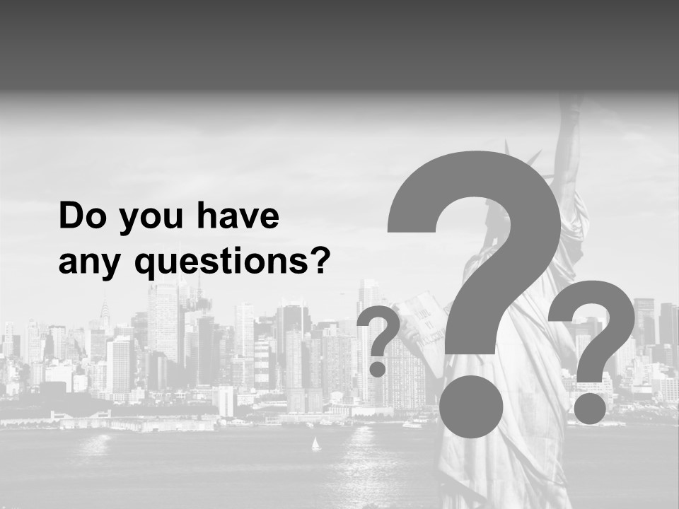 A Statue Of Liberty In Front Of A City Skyline PowerPoint Template
