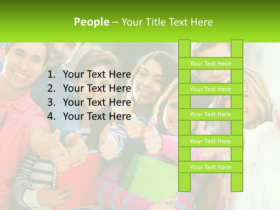 A Group Of Young People Giving Thumbs Up PowerPoint Template