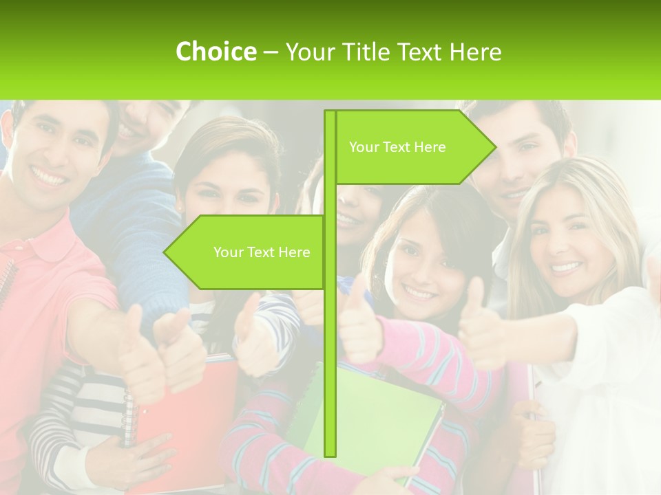A Group Of Young People Giving Thumbs Up PowerPoint Template