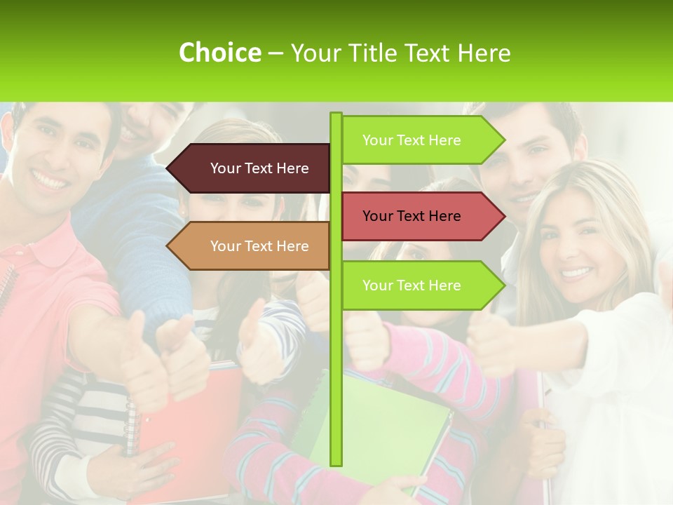 A Group Of Young People Giving Thumbs Up PowerPoint Template