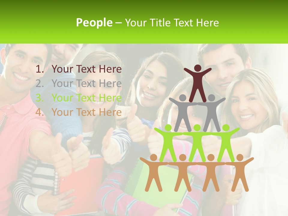 A Group Of Young People Giving Thumbs Up PowerPoint Template