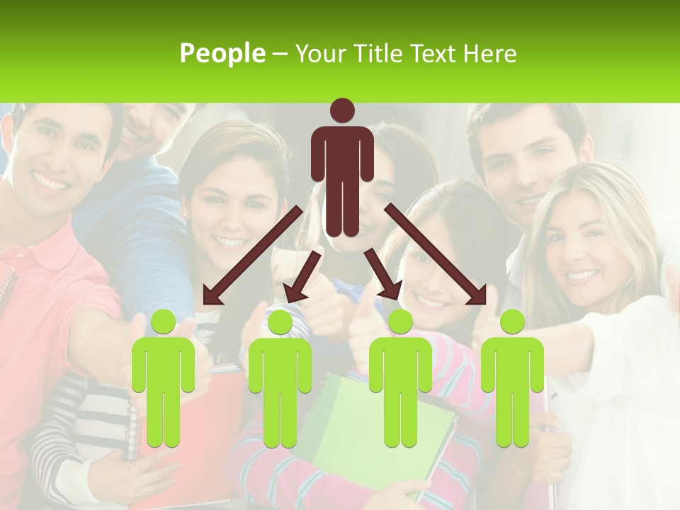 A Group Of Young People Giving Thumbs Up PowerPoint Template