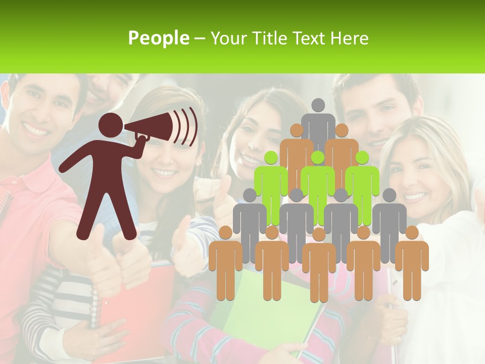 A Group Of Young People Giving Thumbs Up PowerPoint Template