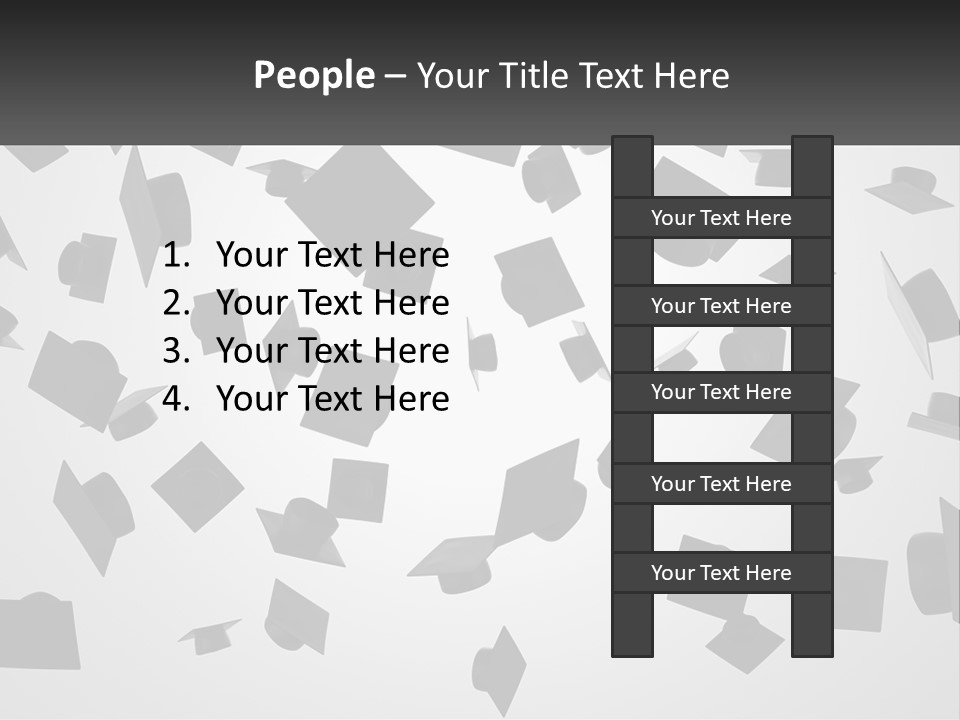 A Group Of Graduation Caps Flying In The Air PowerPoint Template