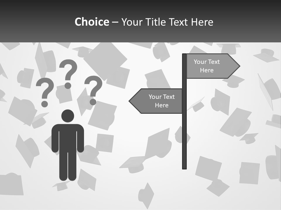 A Group Of Graduation Caps Flying In The Air PowerPoint Template