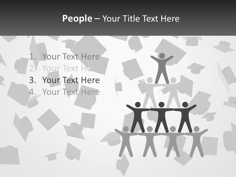 A Group Of Graduation Caps Flying In The Air PowerPoint Template