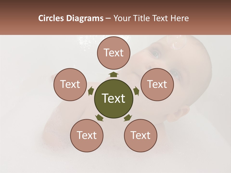 A Baby In A Bathtub With Bubbles Of Water PowerPoint Template