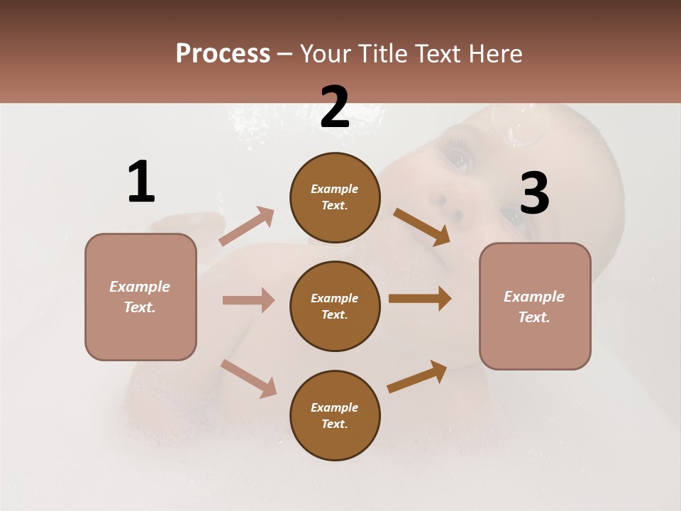 A Baby In A Bathtub With Bubbles Of Water PowerPoint Template