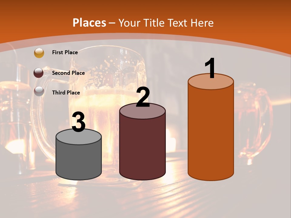 Two Glasses Of Beer On A Wooden Table PowerPoint Template