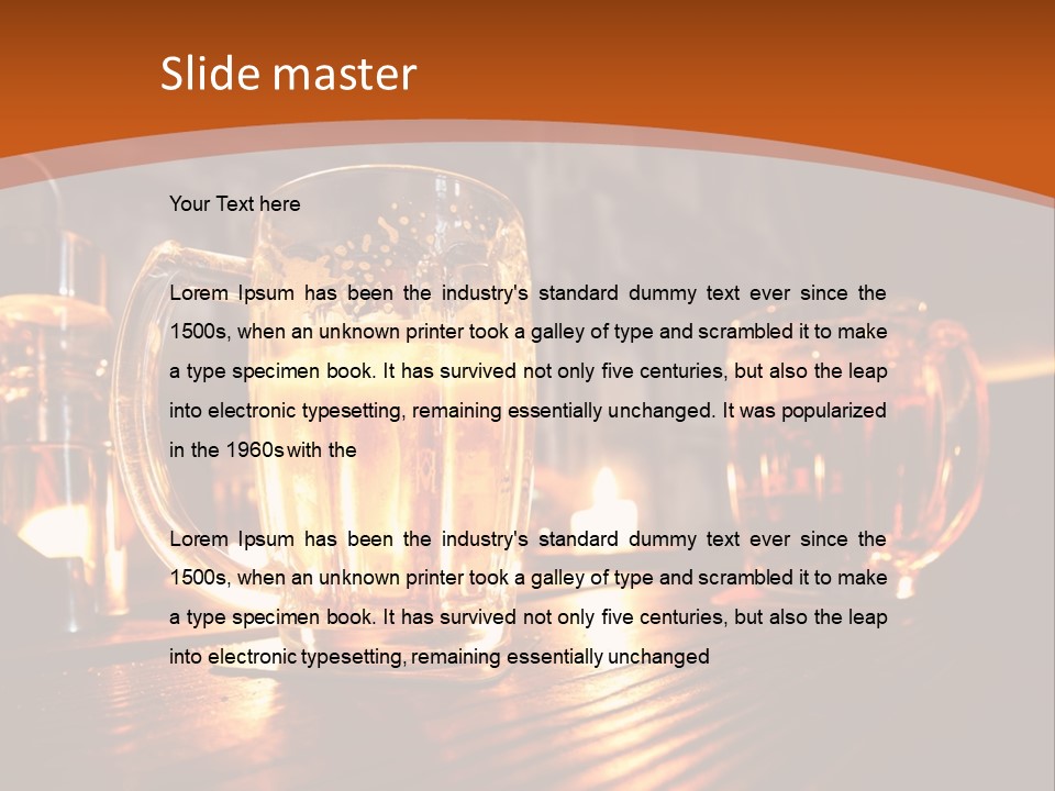 Two Glasses Of Beer On A Wooden Table PowerPoint Template