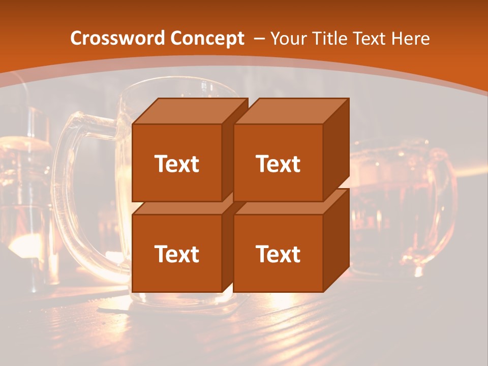Two Glasses Of Beer On A Wooden Table PowerPoint Template