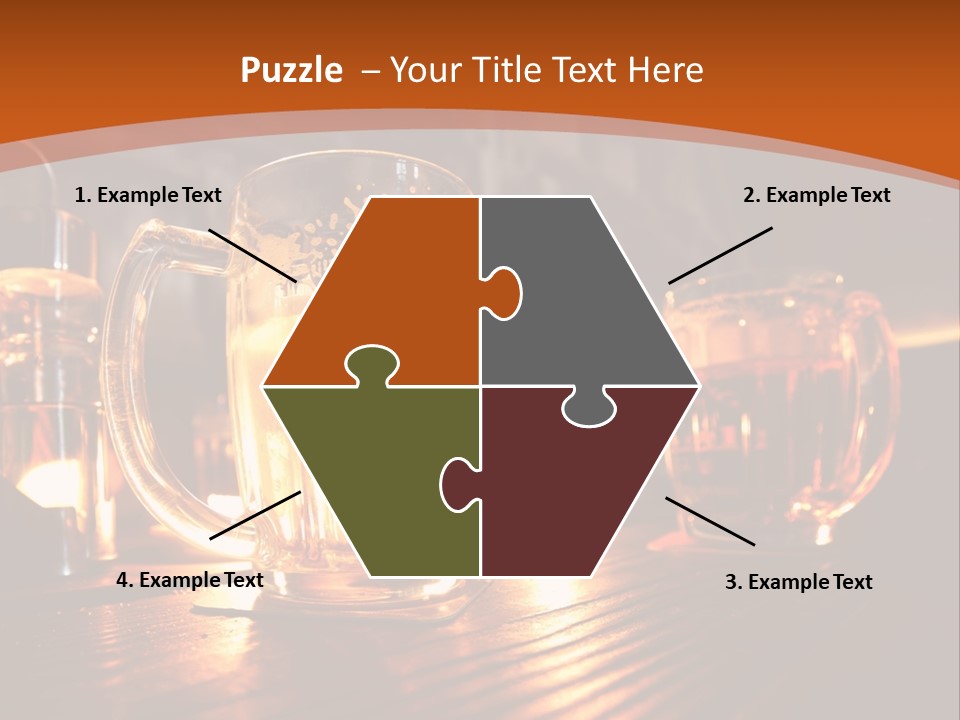 Two Glasses Of Beer On A Wooden Table PowerPoint Template