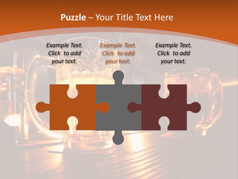 Two Glasses Of Beer On A Wooden Table PowerPoint Template