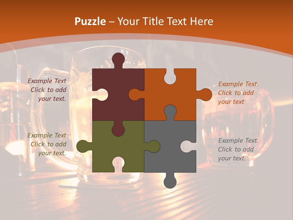 Two Glasses Of Beer On A Wooden Table PowerPoint Template